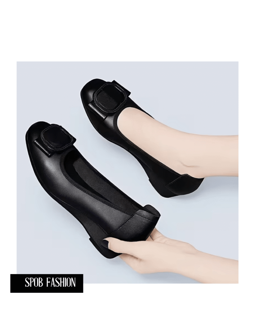 matte black low-wedge pumps